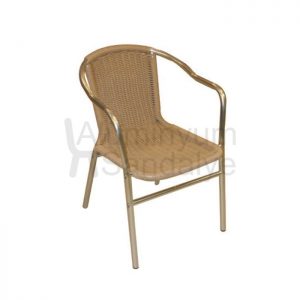 Rattan Orgulu Boyali Aluminyum Kollu Cafe Sandalye Alb10